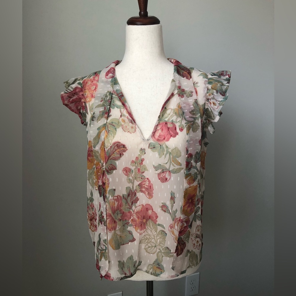 Mango floral-print flowy blouse